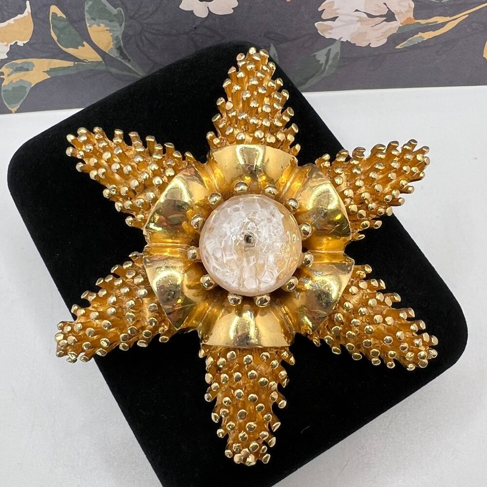 Benedikt Six Point Glass Center Brooch